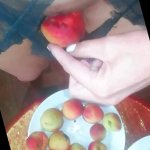 Kinky Girl Puts Fruits In Her Panties And Inserting Them Into Pussy