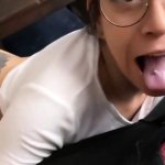 pierced tongue POV cum swallow at 4.22 glasses BLOWJOB FINISH cumshot busty latina