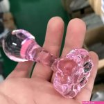 4.1in Small BDSM Glass Flower Bottom Dildo For Women Men Adult Toy