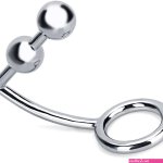 Metal Anal Hook With 2 Beads Penis Ring