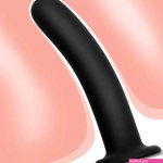 Black Anal Butt Plug Trainer Kit Soft Silicone Female Masturbation Toys Ball-Free Flexible Realistic Anal Dildo with Suction Cup