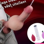Siliconen Opblaasbare Sperma Spuit Dildo