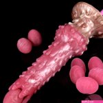 Hand-Push Alien Dildo Ovipositor Toy Lay Eggs Silicone Anal Masturbator Sex Toys
