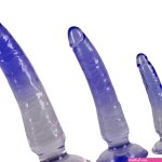 Crystal Clear Anal Training Set Blue Transparent Penis Dildo 3 Size Butt Plugs