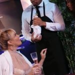BBC and ebony waiters share rich Milf to get some tips