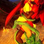 Succubus girls fuck a monster with many cocks to end up squirting