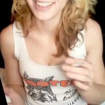 Hooters girl smoking blowjob on a pink dildo before work- innocent with blonde curls titty fuck