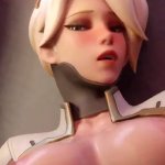 Mercy lying on her back and creampied