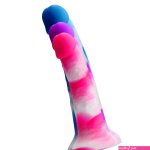 Buy the Colours Pleasures Yum Yum 7 inch Realistic Silicone Dildo in Pink White Stripes