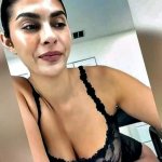Amanda Trivizas See-Through Black Lingerie Tease
