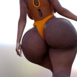 Slim-Thick Jamaican Babe shows off her big Ass in skimpy swimsuit