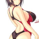 short hair boobs big boobs ass sideboob anime anime girls Kantai Collection Takao KanColle black hair artwork digital art fan art swimwear one-piece swimsuit